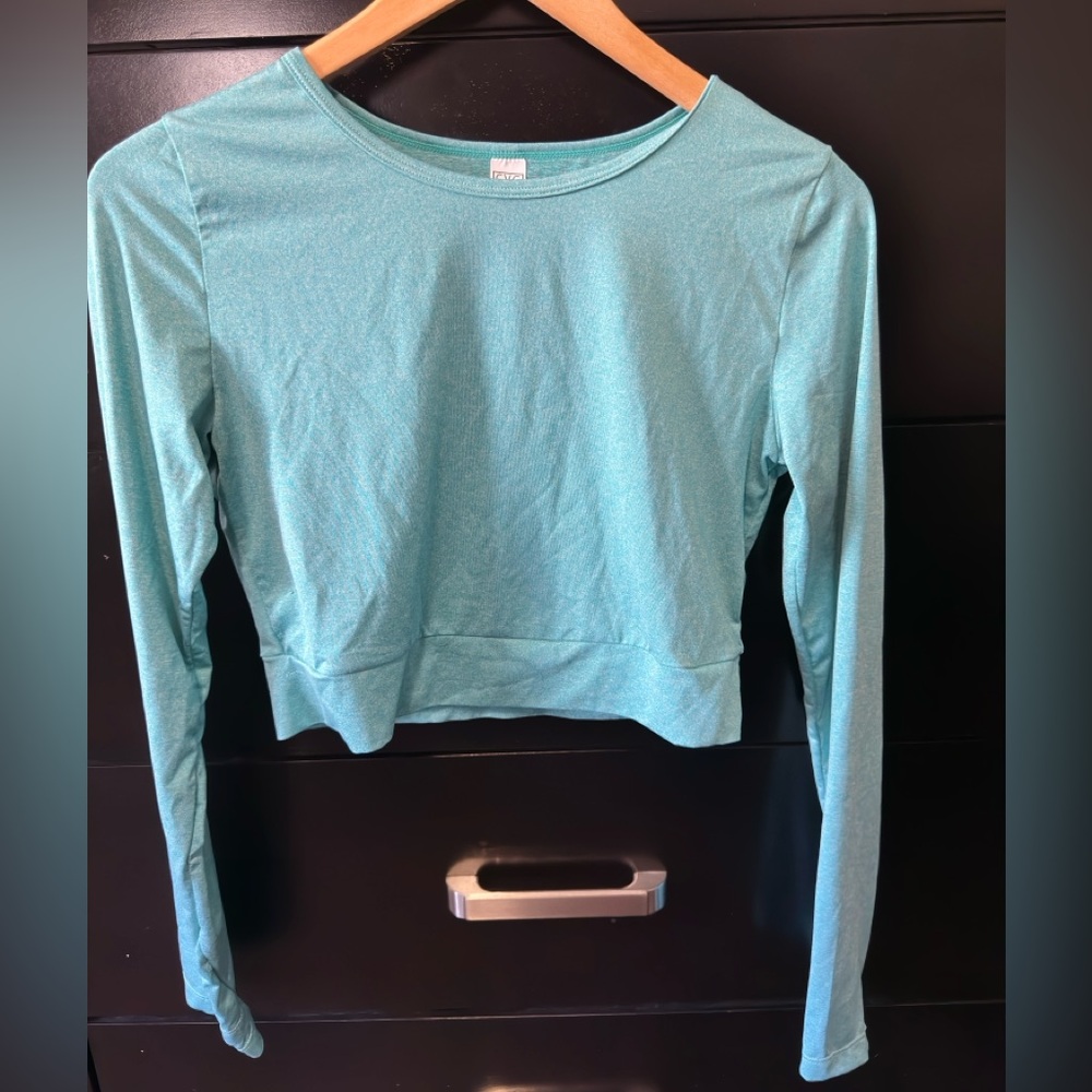 Flex Long Sleeve Crop Top - Turquoise
